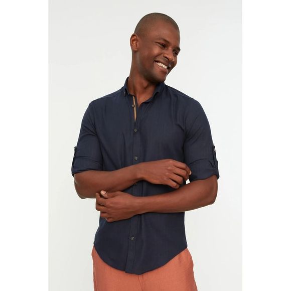 NWT Trendyol Men Slim fit Shirt collar weaving Shirt - Picture 1 of 12